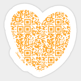 Orange Rick Astley Rickroll QR Code Heart Art Sticker